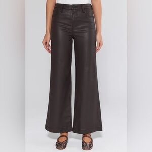 Kut from the Kloth Kelsey High Rise Rise Ankle Flare Coated pants in dark brown